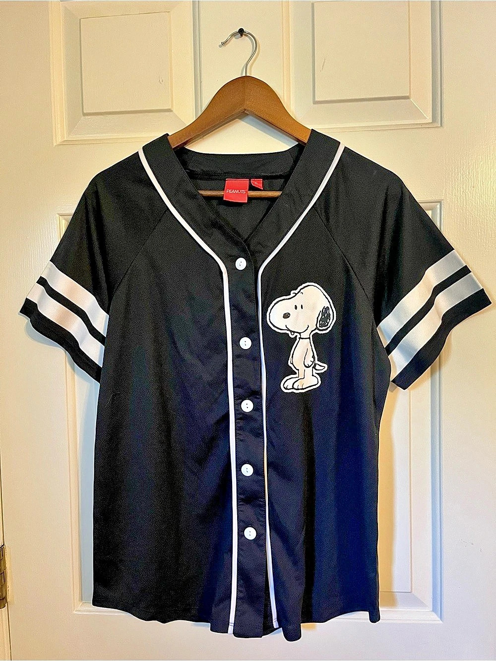 Peanuts Snoopy 50 Baseball Jersey Black & White Size Youth XL Like New